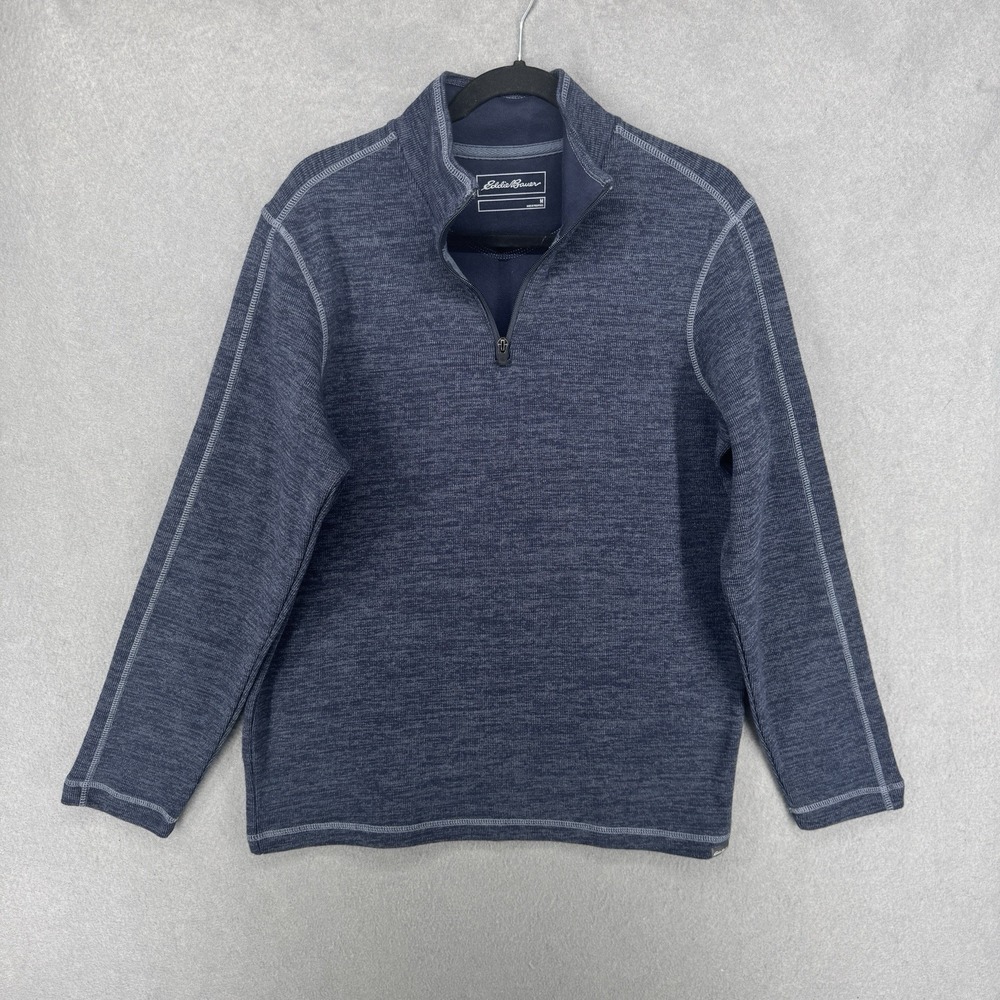 Eddie Bauer Kachess Sweater Fleece Mens M Blue Quarter Zip Trek Pullover Outdoor